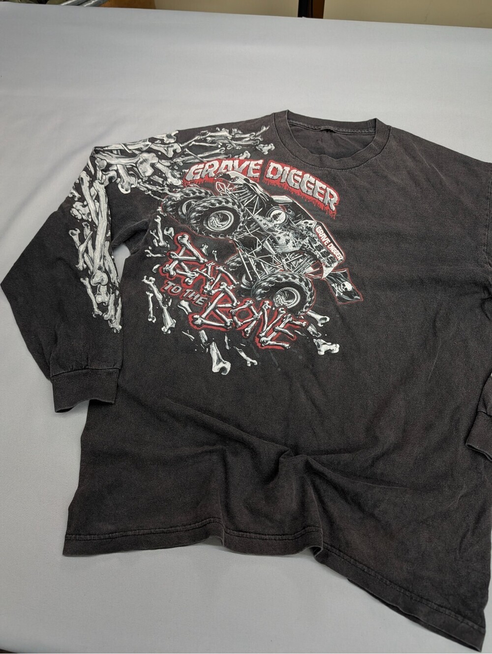 Grave Digger Bad To The Bone Shirt Long Sleeve Black Vintage